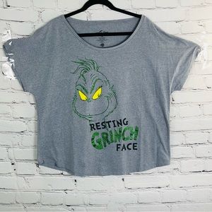 UNIVERSAL STUDIOS GREY/YELLOW RESTING GRINCH FACE TEE SHIRT SIZE (XXL)